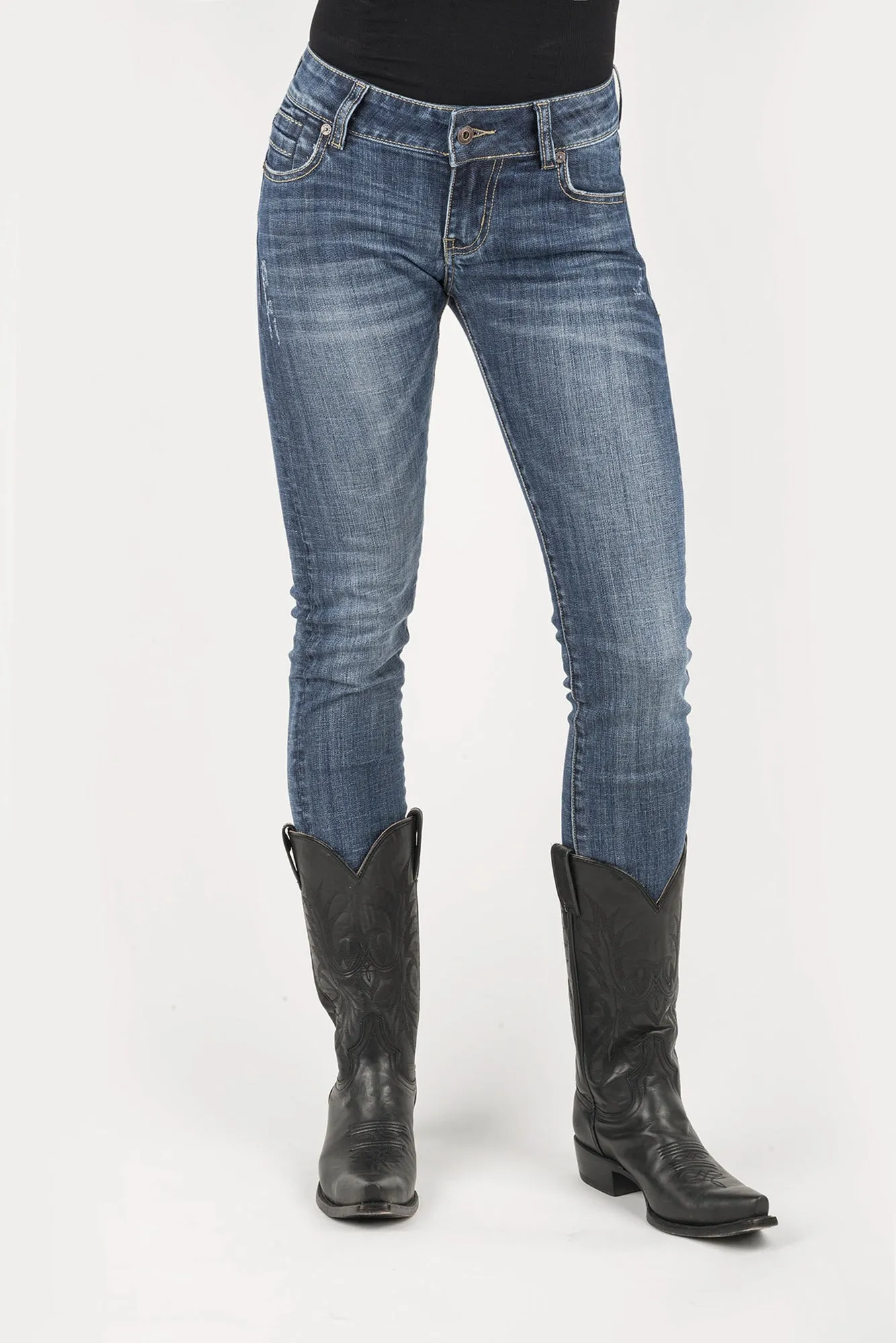 Flawless Design Stetson 503 Womens Blue Cotton Blend Corner Pieced Jeans