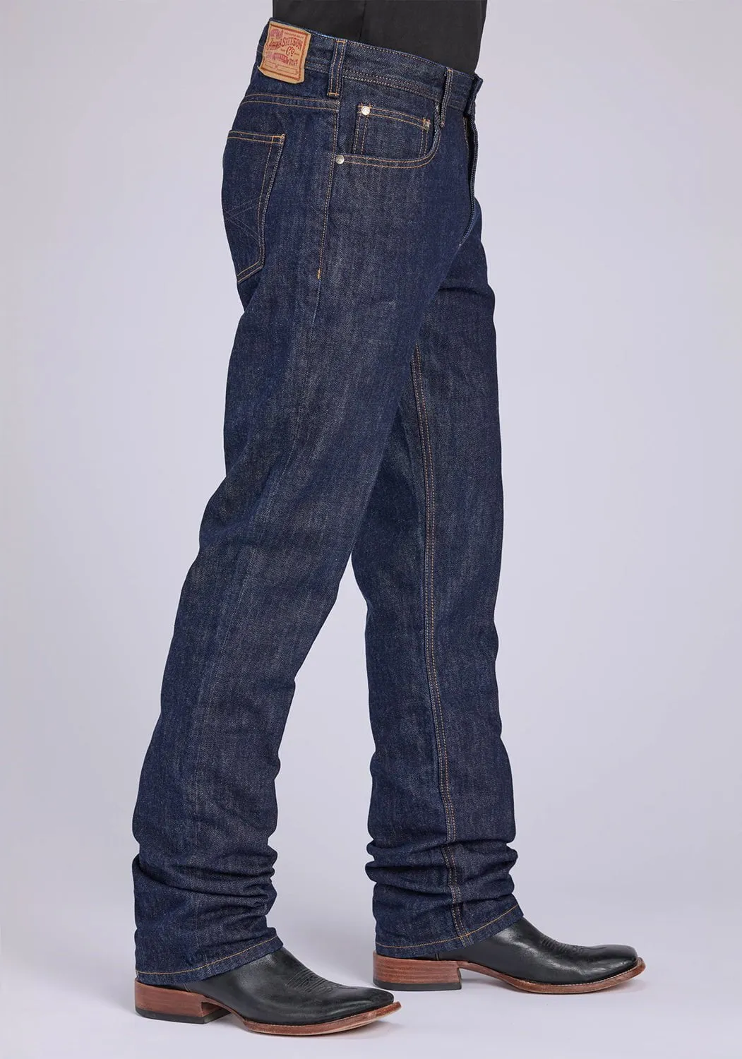 Stetson Mens 1210 Straight Fit X Blue 100% Cotton Jeans Active Friendly Mid Rise Structure