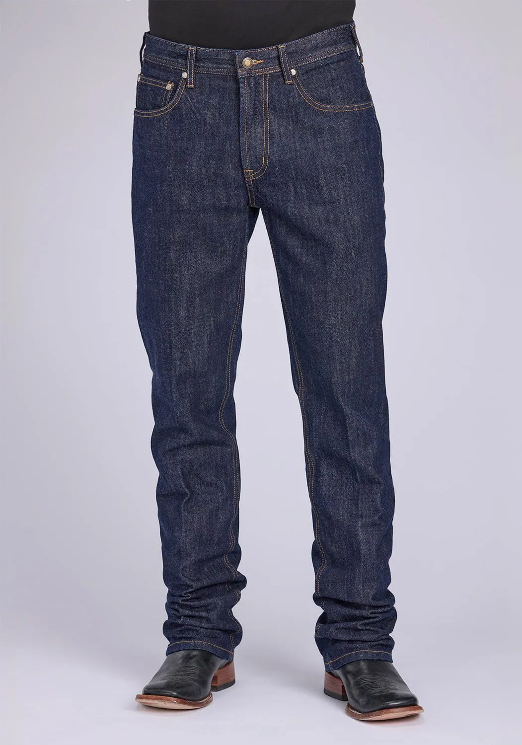 Stetson Mens 1210 Straight Fit X Blue 100% Cotton Jeans Soft Wash Treatment On The Move