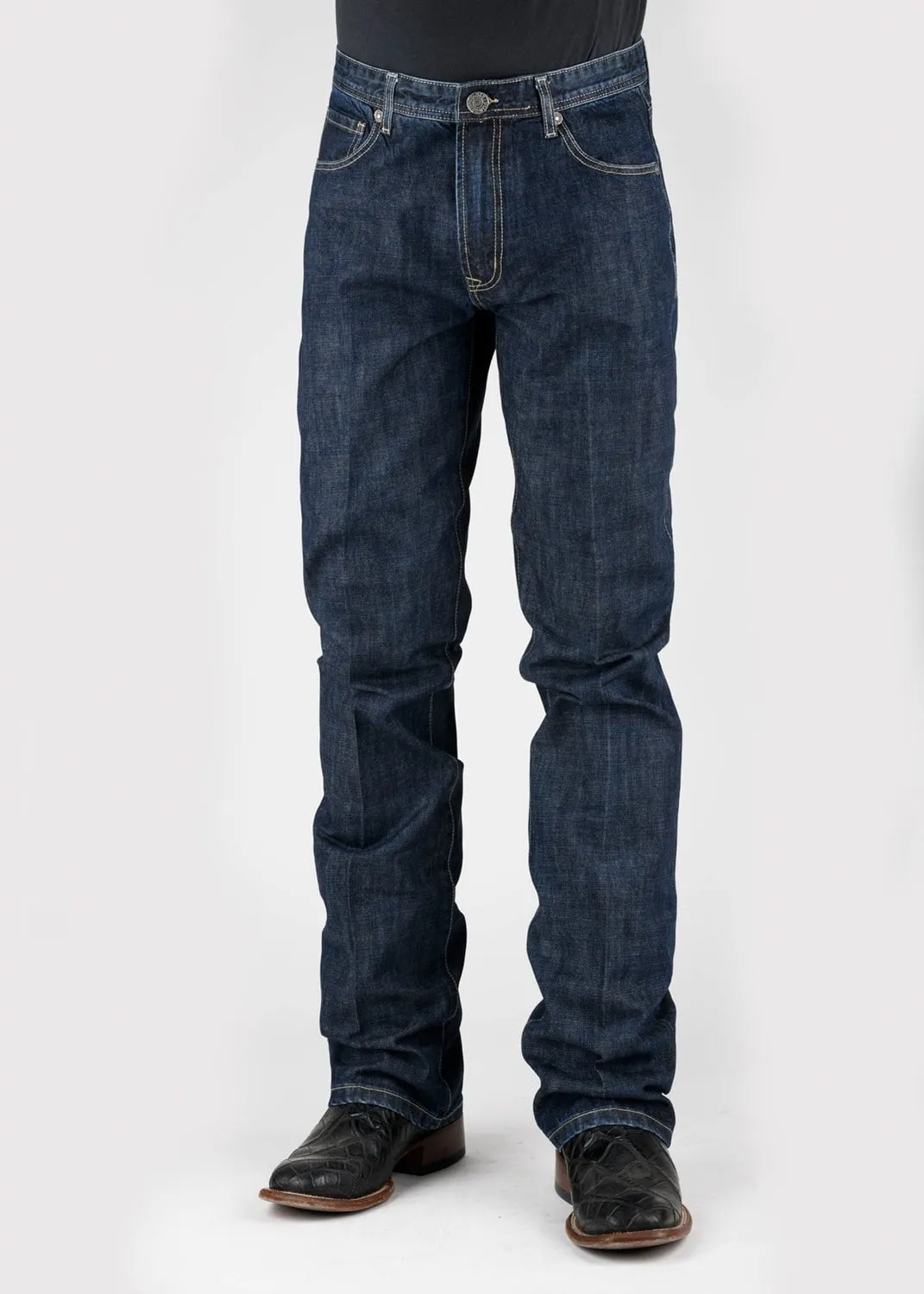 Stetson Mens 1210 Straight Leg Dark Rinse 100% Cotton X Pkt Jeans Autumn Days Parent Style Bold
