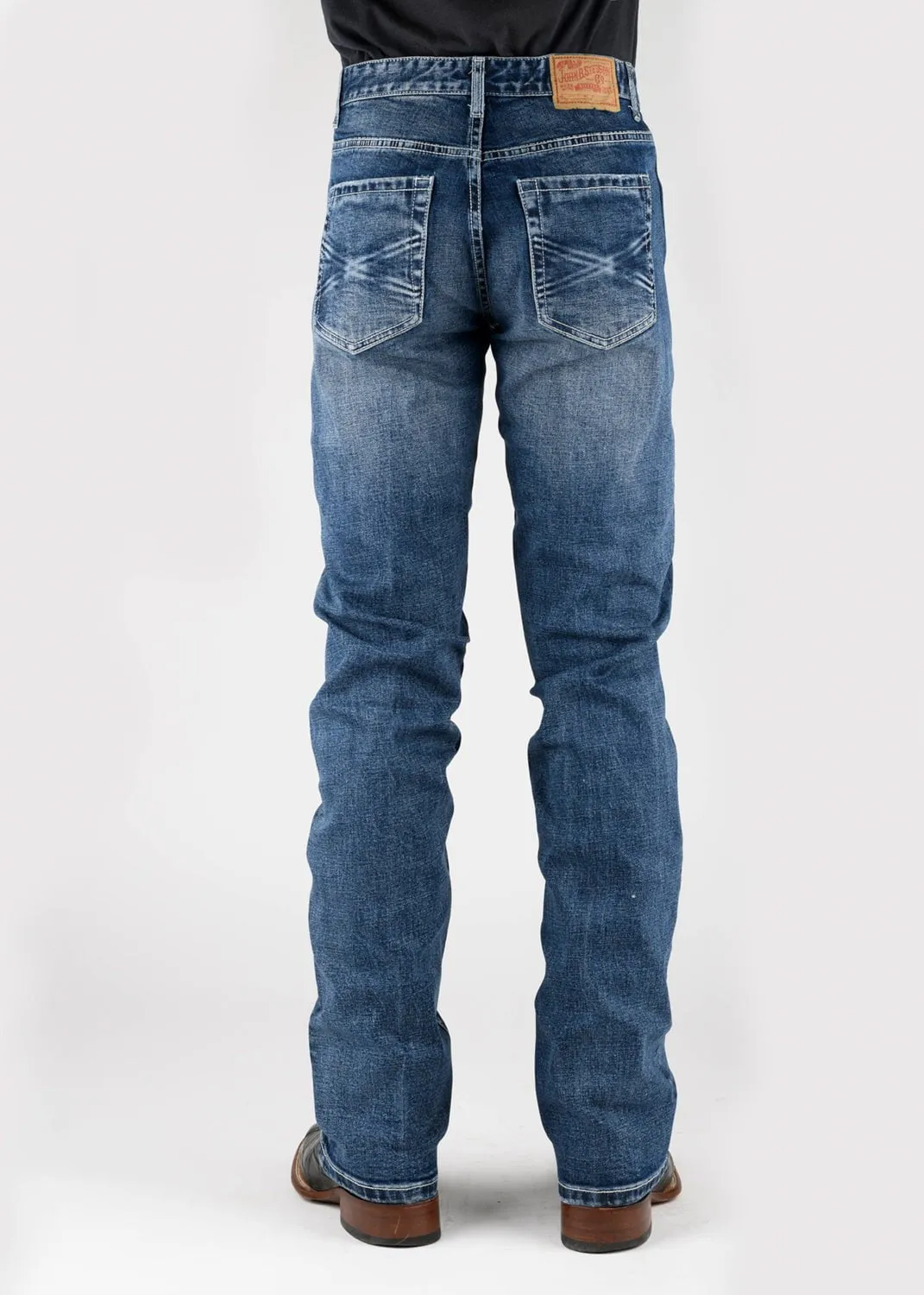 Stetson Mens 1211 Stretch Straight Leg Blue Cotton Blend Jeans Premium Quality