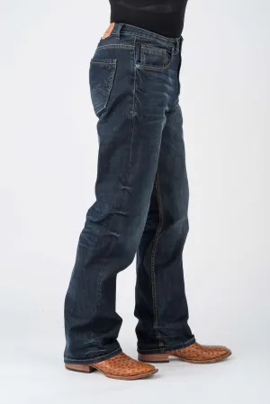 Stetson Mens 1312 Fit Pieced Back Blue 100% Cotton Jeans Frayed Edge Trim Stetson Mens 1312 Fit Pieced Back Blue 100% Cotton Jeans Light Comfort