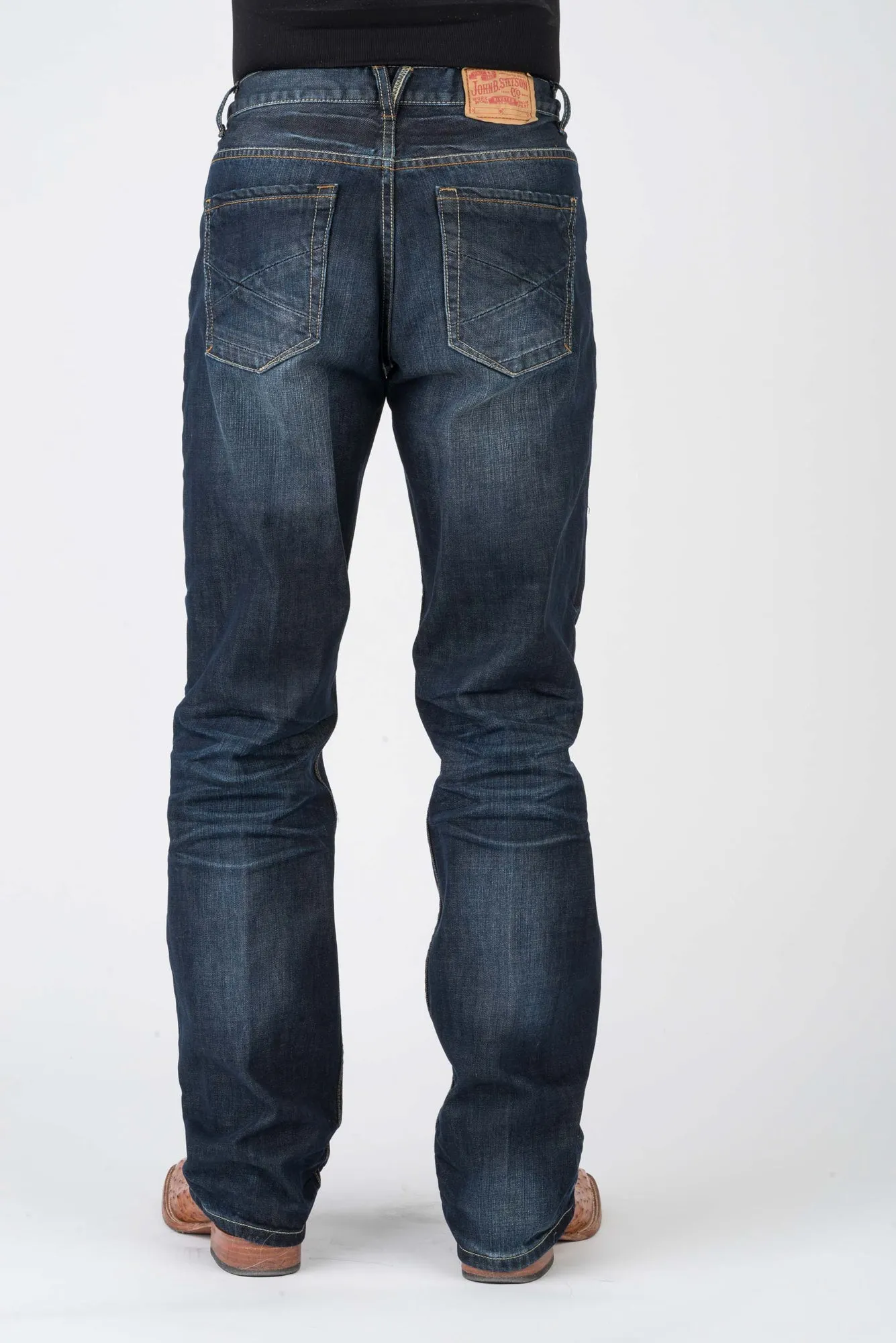 Easy Layering Comfortable Appearance Stetson Mens 1312 Fit Pieced Back Blue 100% Cotton Jeans