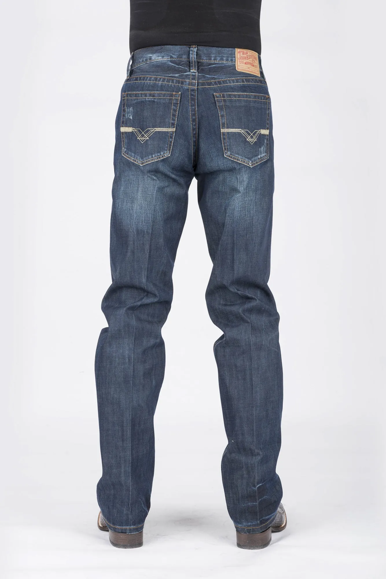Evening Stroll Athlete Fit Stetson Mens 1312 Modern Fit Deco Blue 100% Cotton Jeans