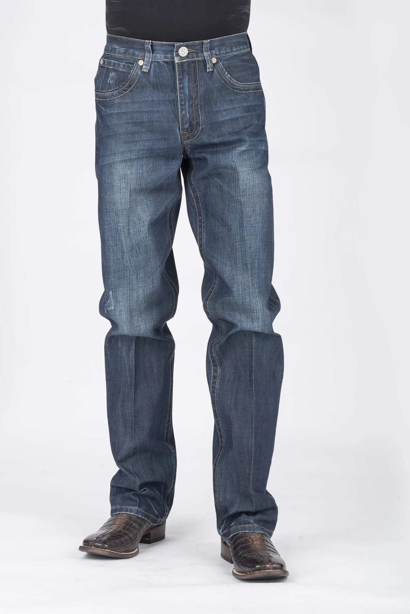 Stetson Mens 1312 Modern Fit Deco Blue 100% Cotton Jeans Elegant Travel Outfit Minimalist Style Casual Staple
