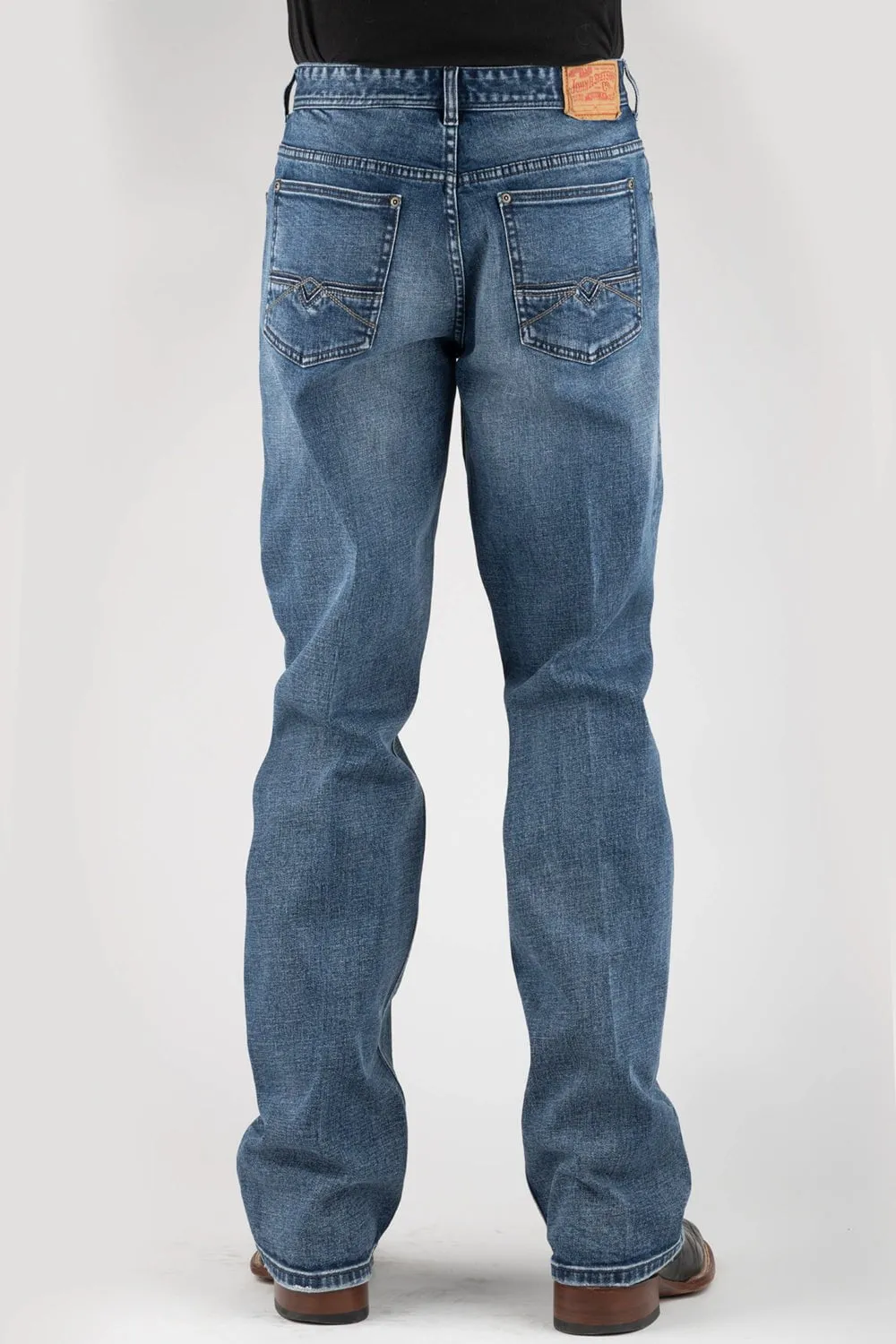 Stetson Mens 1521 Stretch Dbl Diamond Blue Cotton Blend Jeans Comfortable Waistband
