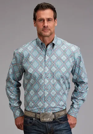 Stetson Mens 1918 Medallion Turquoise 100% Cotton 1 Pkt L/S Shirt Classic Look Stetson Mens 1918 Medallion Turquoise 100% Cotton 1 Pkt L/S Shirt BBQ Party