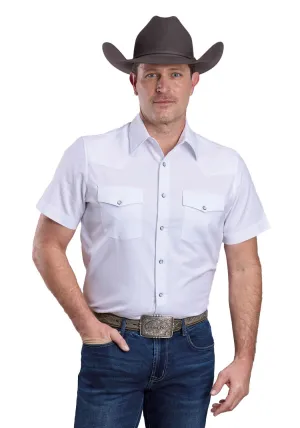 Stetson Mens 2768 Soft Oxford Optic White 100% Cotton S/S Shirt Four Way Stretch Technology Stetson Mens 2768 Soft Oxford Optic White 100% Cotton S/S Shirt Solid Hue Edgy Design