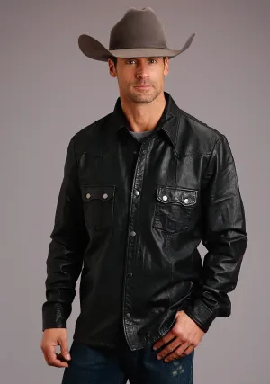 Versatile Piece Stetson Mens Black Leather Western Shirt Jacket