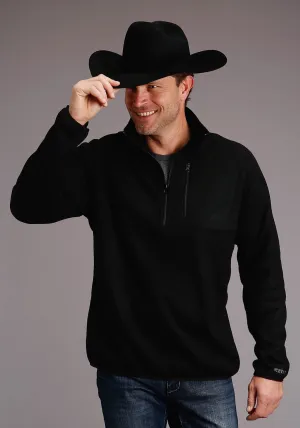 Stetson Mens Black Polyester Bonded 1/4 Zip Sweater skin friendly Eye-Catching Pattern Stetson Mens Black Polyester Bonded 1/4 Zip Sweater