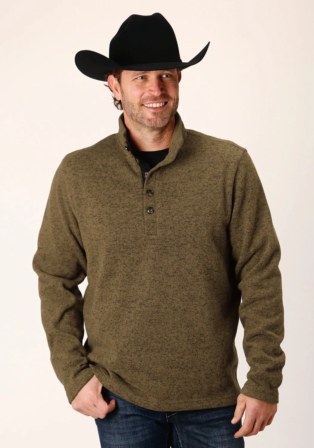 Fashion Layer Summer Camp Stetson Mens Bonded Knit Brown Polyester L/S Pullover Sweater