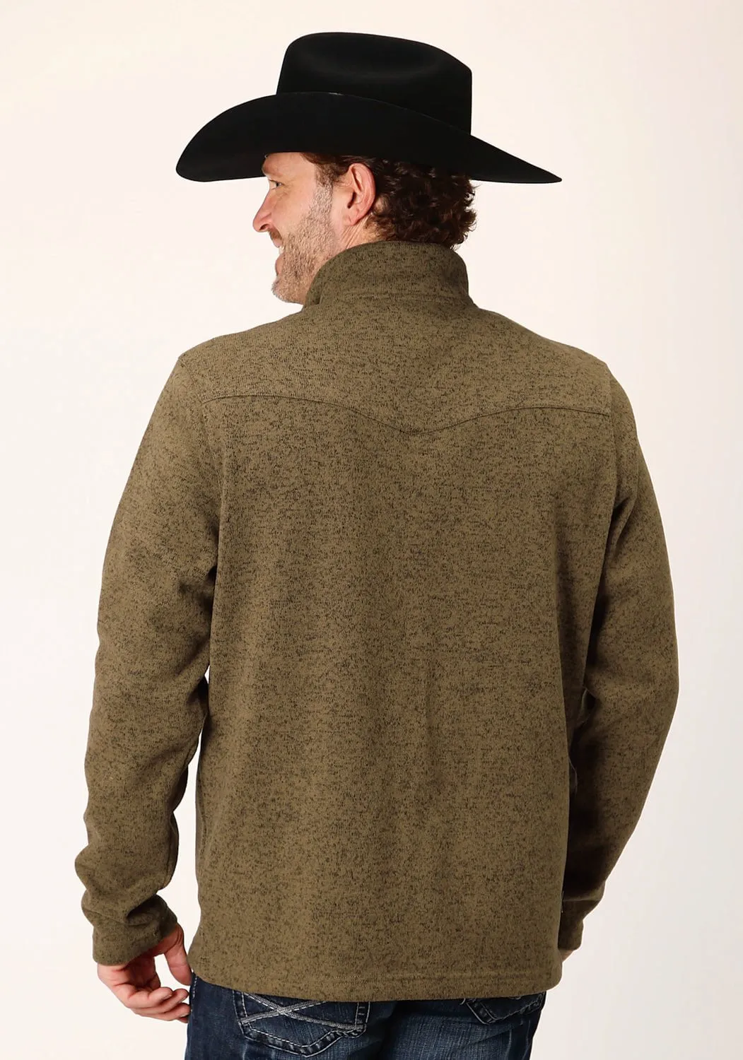 Premium Pima Cotton Stetson Mens Bonded Knit Brown Polyester L/S Pullover Sweater