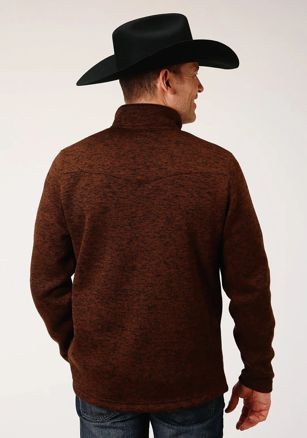 Stetson Mens Brown Polyester Bonded Knit Sweater Simple Layer