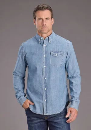 Stetson Mens Chambray 1 Pocket Blue 100% Cotton 1 Pkt L/S Shirt Ultimate Fit Stetson Mens Chambray 1 Pocket Blue 100% Cotton 1 Pkt L/S Shirt All-day Comfort Comfortable Layer