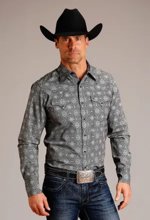 Stetson Mens Classic Medallion Black 100% Cotton L/S Shirt Perfect Wear Stetson Mens Classic Medallion Black 100% Cotton L/S Shirt Durable Stitching Holiday Gift
