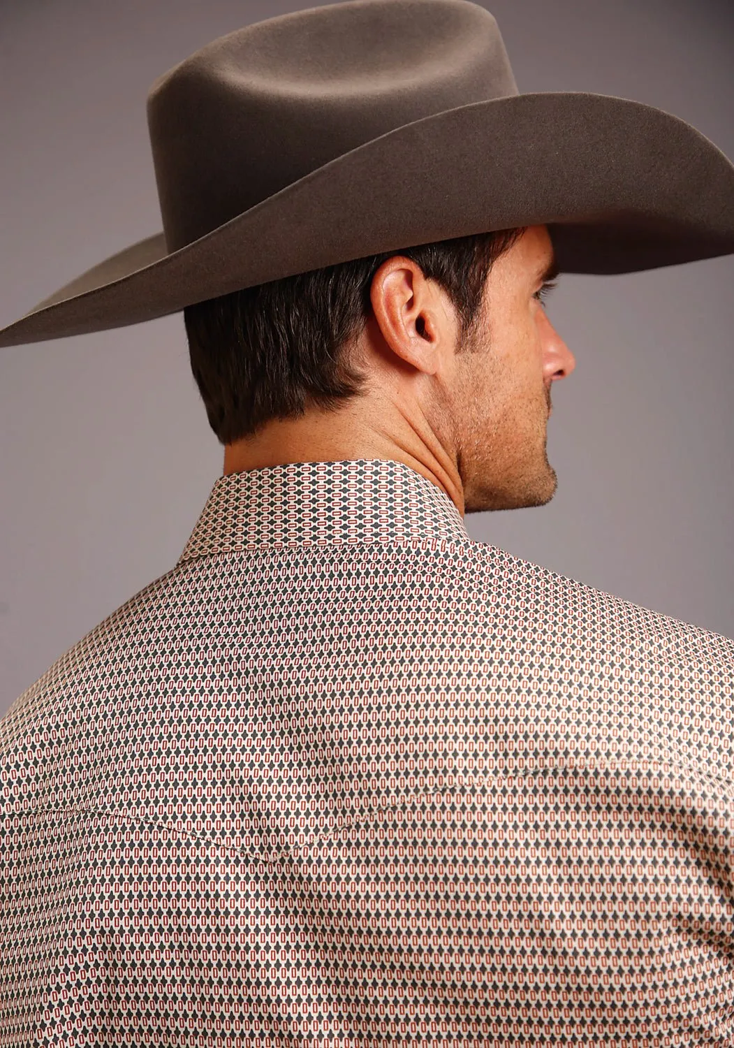 Roomy Cut Simple Style Stetson Mens Cross Geo Blue 100% Cotton Tall L/S Shirt