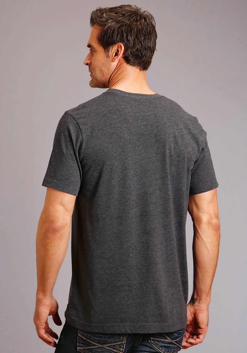 Premium Comfort Quality Material Stetson Mens Dark Grey Cotton Blend Banner 1865 S/S T-Shirt