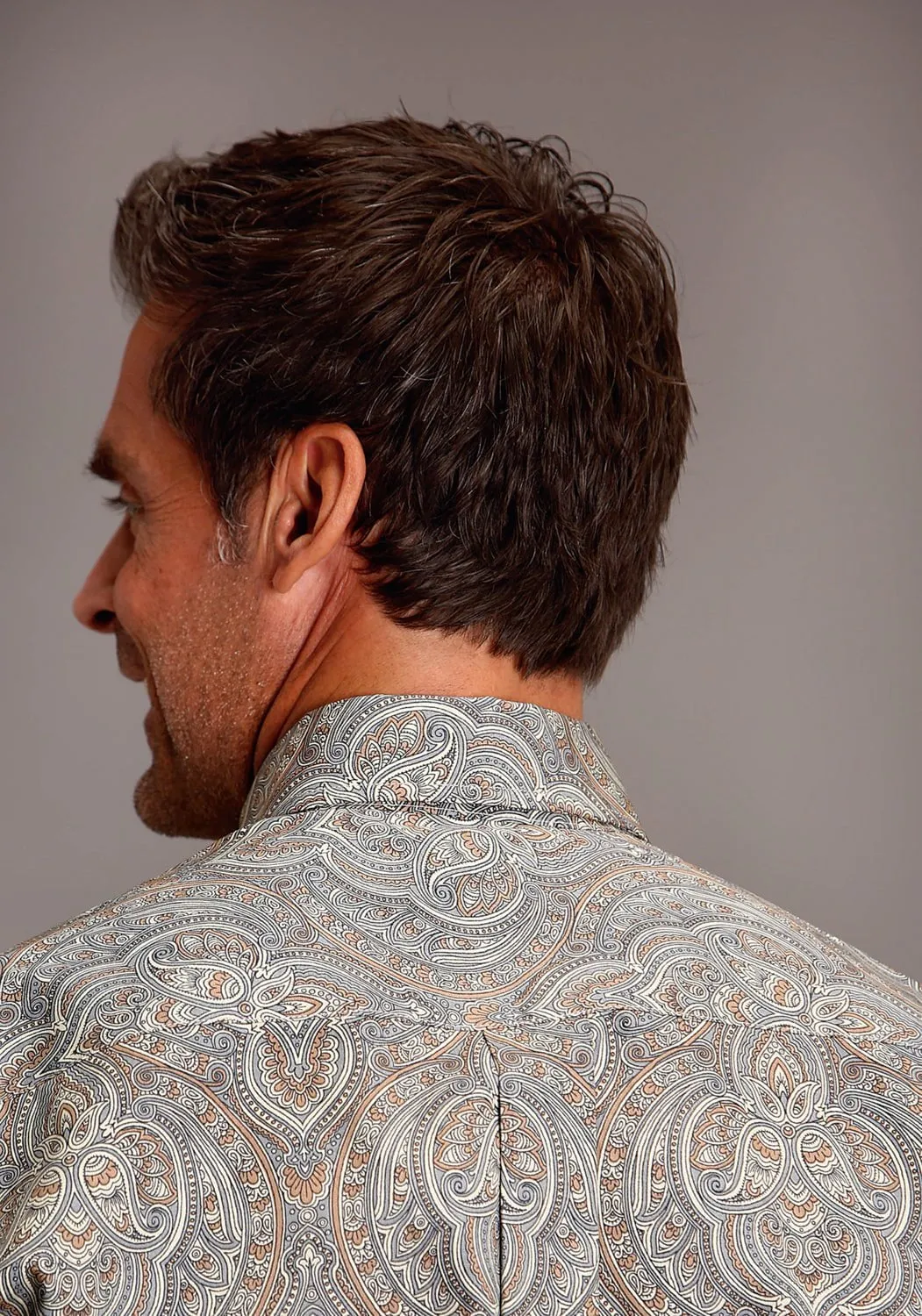Stetson Mens Desert Medallion Paisley Brown 100% Cotton L/S Shirt Morning Comfort