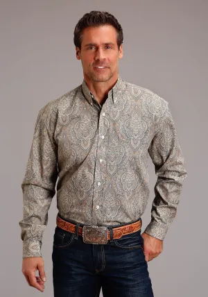 Stetson Mens Desert Medallion Paisley Brown 100% Cotton L/S Shirt Classic Appeal Stetson Mens Desert Medallion Paisley Brown 100% Cotton L/S Shirt Beach Wear