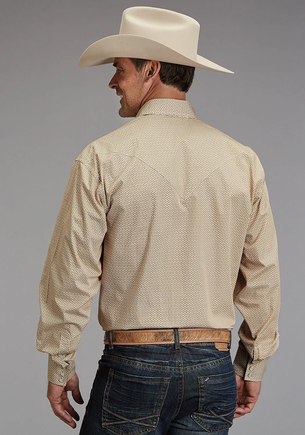 Flexible Movement Lightweight Material Stetson Mens Diamond Eye Geo Orange 100% Cotton L/S Shirt