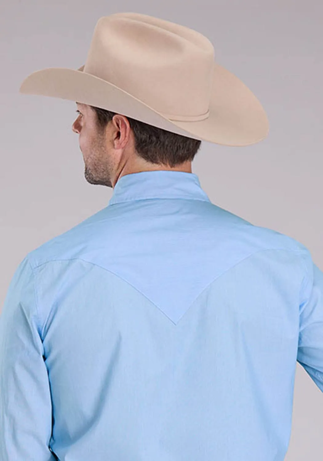 Brunch Outfit Stetson Mens Fine Line Stripe Blue 100% Cotton L/S Shirt