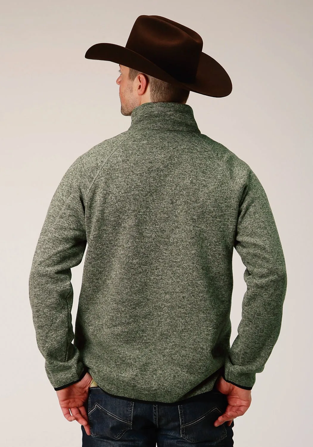 Handcrafted Detail Stetson Mens Green Polyester Bonded Knit Sweater