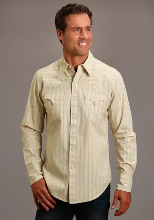 Stetson Mens Hampton Beach Stripe White 100% Cotton L/S Shirt Cut Out Detail Stetson Mens Hampton Beach Stripe White 100% Cotton L/S Shirt Smart Layering Local Favorite