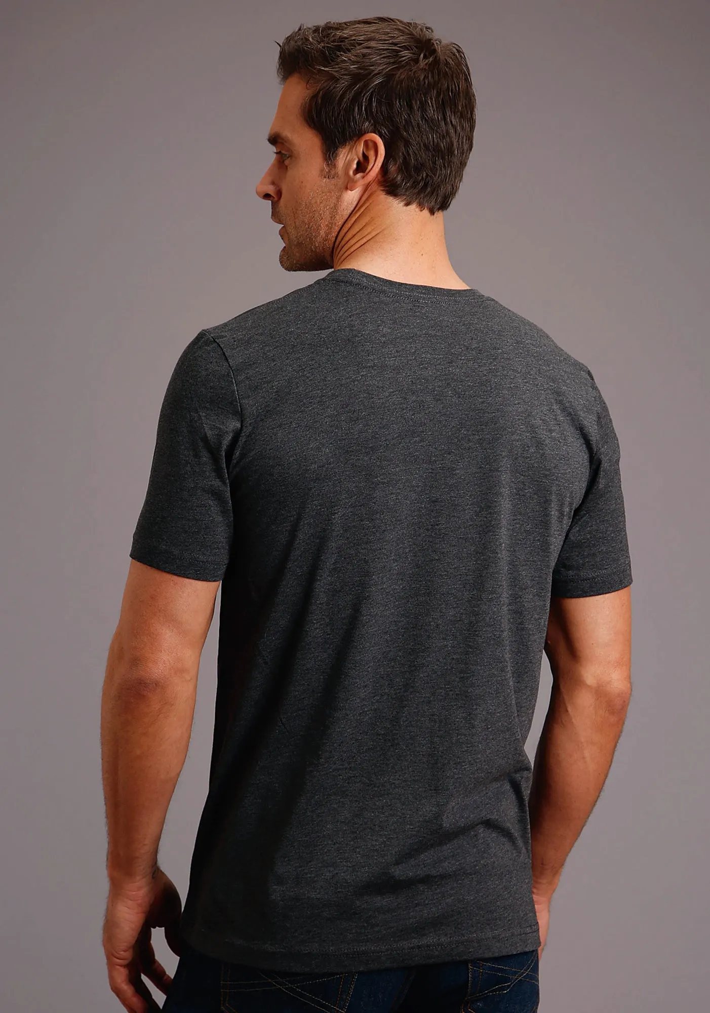 Vintage Style Stetson Mens Heather Grey Cotton Blend Philly S/S T-Shirt