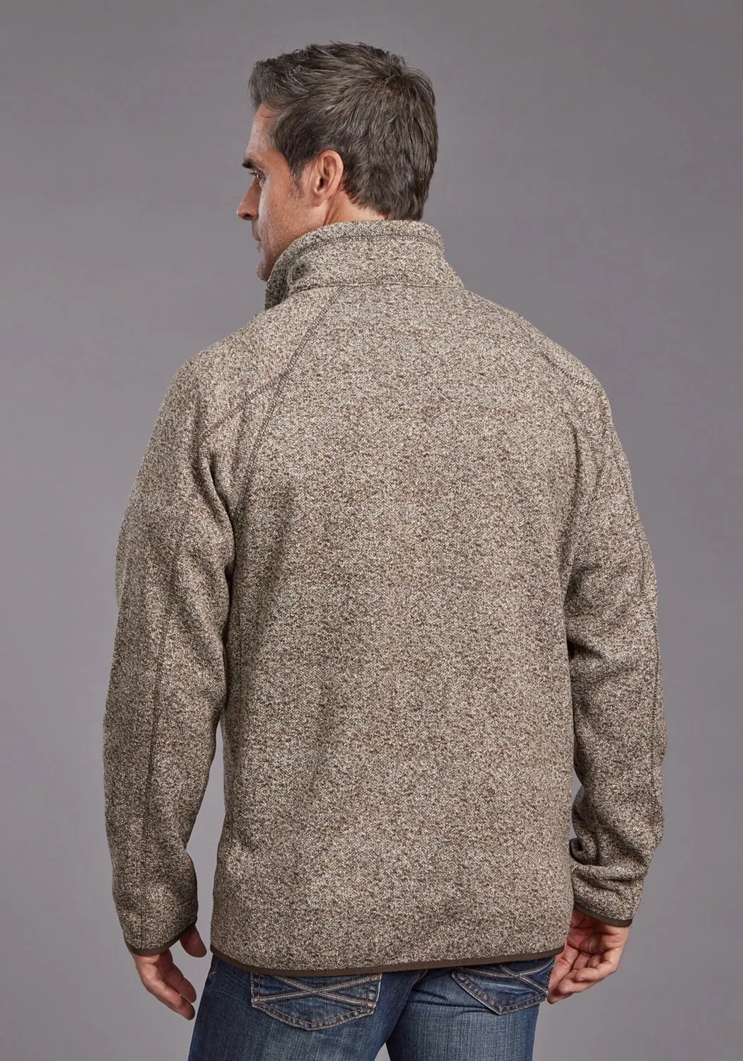 Weekend Vibes Casual Style Stetson Mens Heather Herringbone Brown 100% Polyester Pullover Sweater