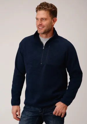 Stetson Mens Navy Polyester 1/4 Zip Pullover Sweater Fashion Picks Subtle Details Stetson Mens Navy Polyester 1/4 Zip Pullover Sweater