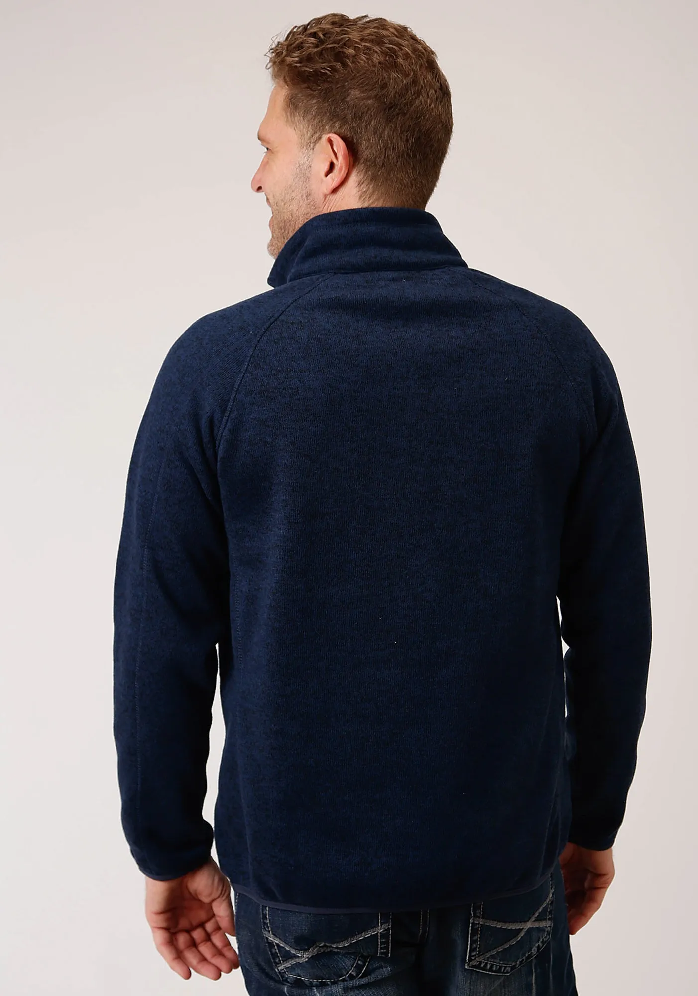 Stetson Mens Navy Polyester 1/4 Zip Pullover Sweater Wrinkle Free Care Functional Comfort
