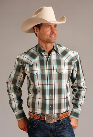 Stetson Mens Olive Ombre Green 100% Cotton L/S Shirt Wardrobe Staples Trendsetting Design Stetson Mens Olive Ombre Green 100% Cotton L/S Shirt