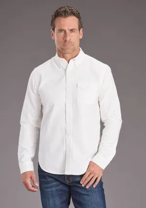 Stetson Mens Peached Oxford Off White 100% Cotton 1 Pkt L/S Shirt Fashion Option Unisex style Seasonal Essential Stetson Mens Peached Oxford Off White 100% Cotton 1 Pkt L/S Shirt