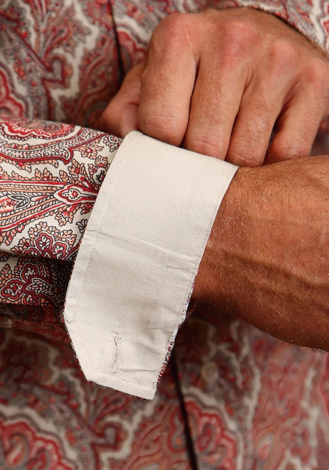 Stetson Mens Red 100% Cotton Sandstone Paisley BD L/S 1 Pkt Shirt Interview Ready