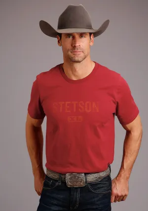Stetson Mens Red 100% Cotton Xl Logo S/S T-Shirt Lightweight Feel Petite Cut Stetson Mens Red 100% Cotton Xl Logo S/S T-Shirt