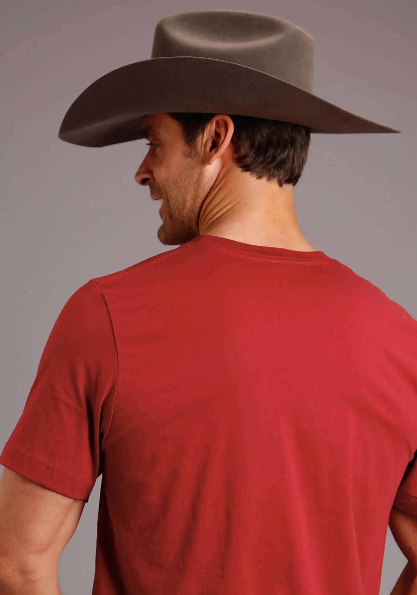 Layered Design Stetson Mens Red 100% Cotton Xl Logo S/S T-Shirt