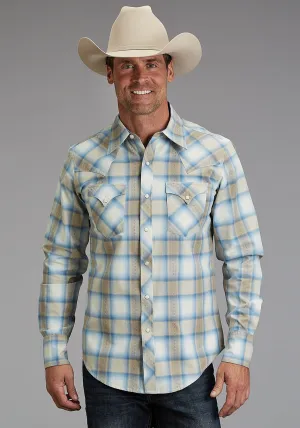 Stetson Mens Sand Dobby Plaid Brown 100% Cotton L/S Shirt Wrinkle Free Fabric Summer Fashion Stetson Mens Sand Dobby Plaid Brown 100% Cotton L/S Shirt
