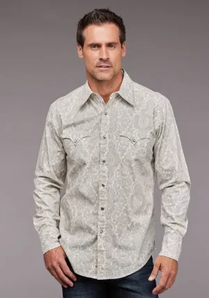 Stetson Mens Silver Filagree Grey 100% Cotton L/S Shirt Ventilated Cuffs Casual Sophistication Bold Graphics Stetson Mens Silver Filagree Grey 100% Cotton L/S Shirt