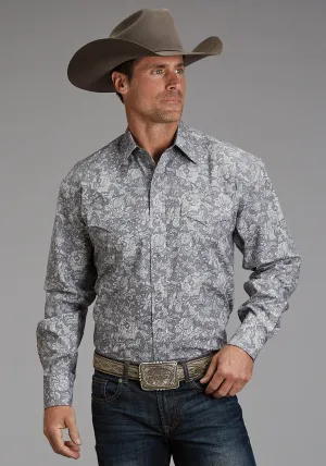 Stetson Mens Silver Spring Paisley Grey 100% Cotton L/S Shirt Cool Comfort Trendy Daywear Road Trip Ready Stetson Mens Silver Spring Paisley Grey 100% Cotton L/S Shirt