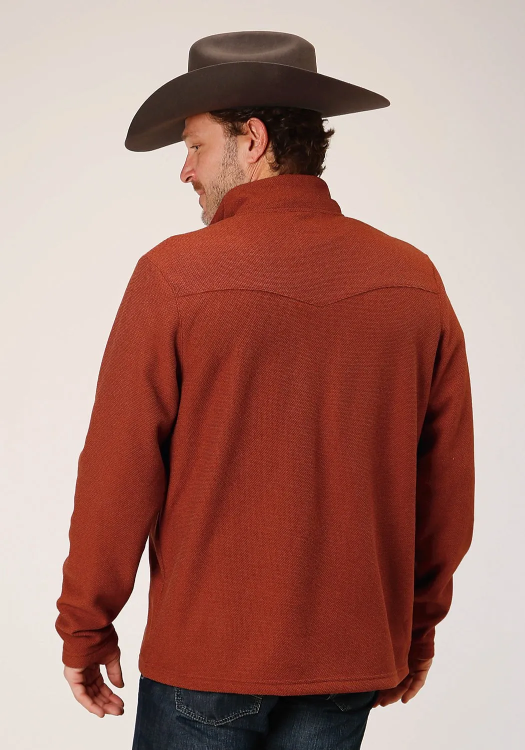 Non Iron Fabric Easy Styling Stetson Mens Sweater Knit Rust 100% Polyester Pullover Sweater