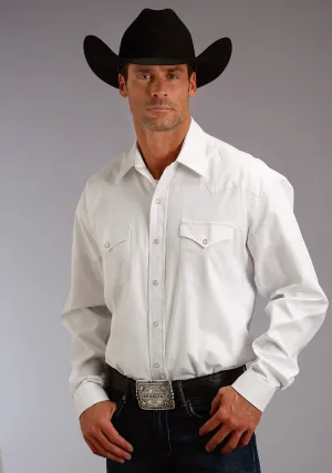 Stetson Mens White 100% Cotton Pinpoint Oxford L/S Shirt Weekend Wear Effortless Comfort Layered Hemline Stetson Mens White 100% Cotton Pinpoint Oxford L/S Shirt