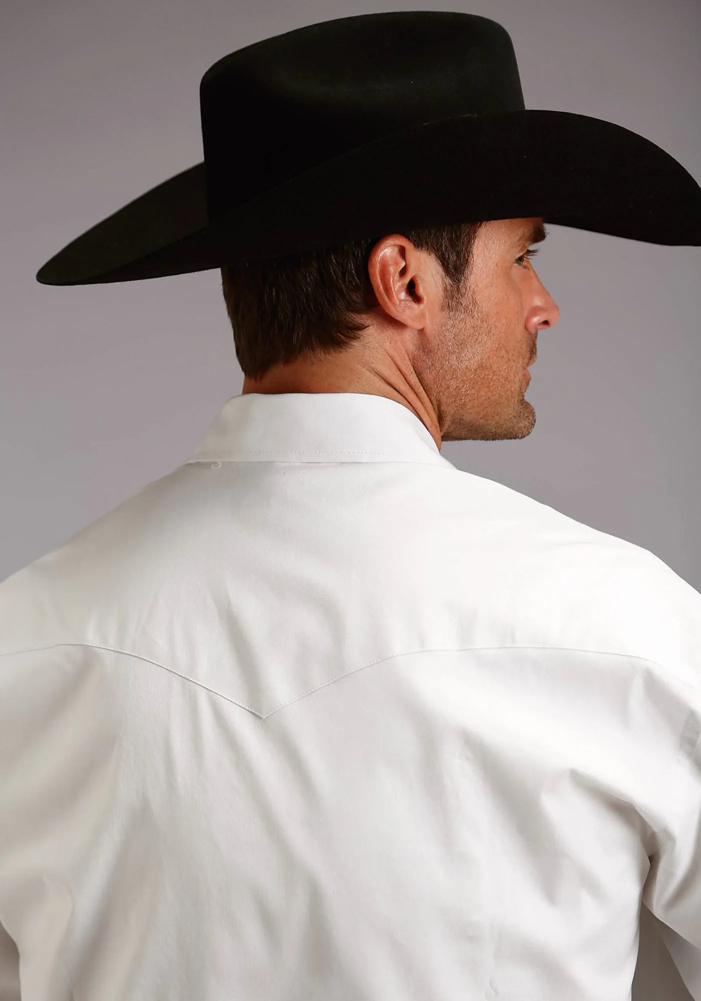 Stetson Mens White 100% Cotton Pinpoint Oxford L/S Shirt Hidden Button Placket