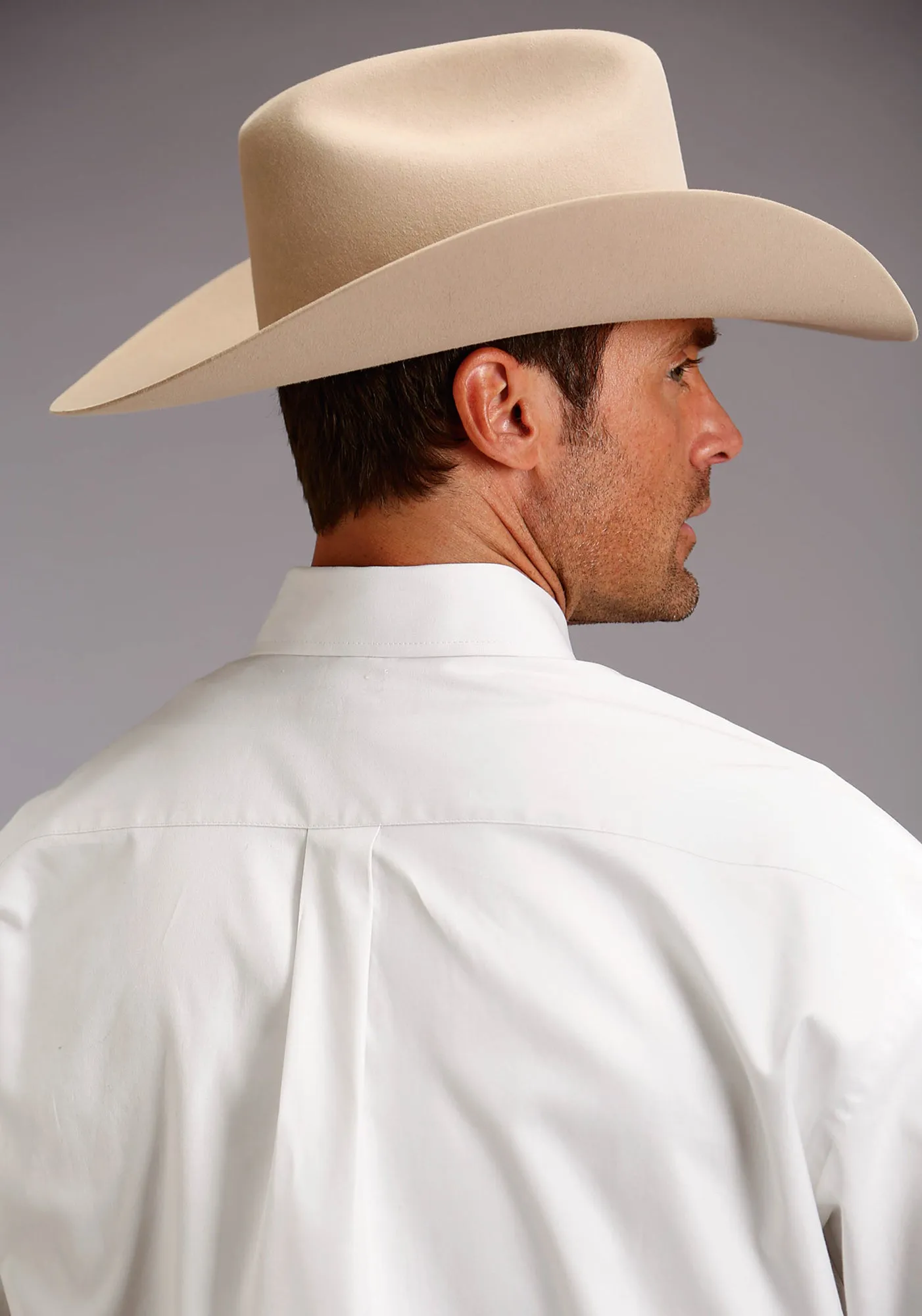 Subtle Print Trendy designs Stetson Mens White 100% Cotton Solid Oxford BD L/S 1 Pkt Shirt