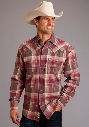 Stetson Mens Wine 100% Cotton Brushed Twill L/S 2 Pkt Shirt Bold Statements Stetson Mens Wine 100% Cotton Brushed Twill L/S 2 Pkt Shirt Comfort First Fit Contemporary Design