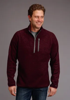 Stetson Mens Wine Polyester Bonded Rugged Sweater soft look Essential Fit Stetson Mens Wine Polyester Bonded Rugged Sweater