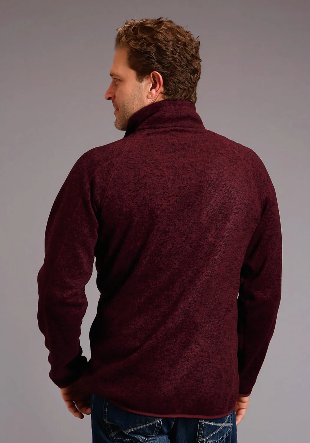 Modern Cut Unisex Option Stetson Mens Wine Polyester Bonded Rugged Sweater