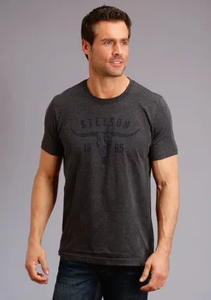 Stetson Unisex Heather Grey 100% Cotton Longhorn S/S T-Shirt Relaxed Outfits Metallic Finish Soft Material Stetson Unisex Heather Grey 100% Cotton Longhorn S/S T-Shirt