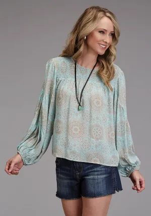 Stetson Womens 1986 Mandala Print Aqua 100% Rayon L/S Tunic Fashion Trends Stetson Womens 1986 Mandala Print Aqua 100% Rayon L/S Tunic Durable Thread Construction Tall Option
