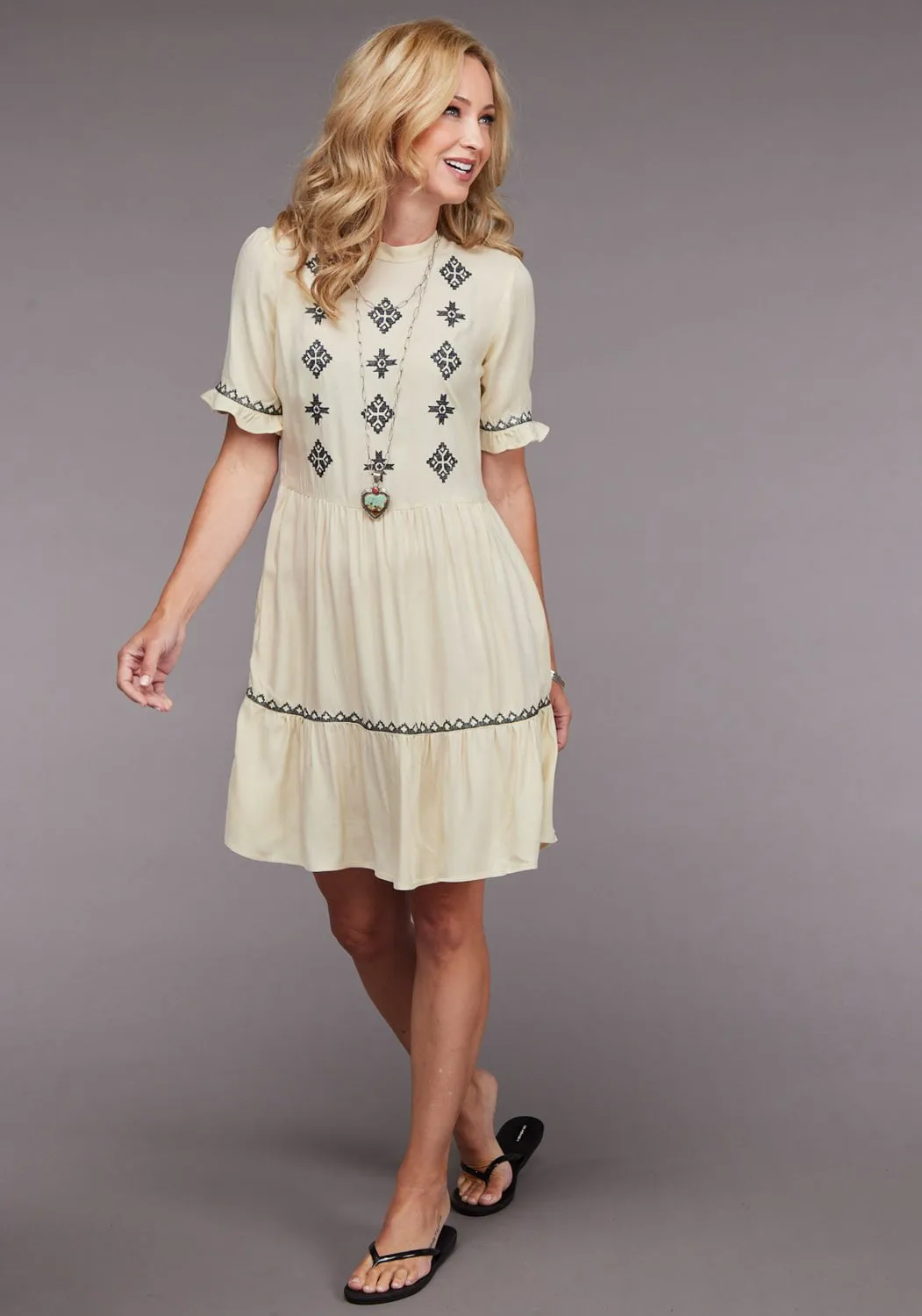 Casual Wear Stetson Womens 2098 Fitted Twill White 100% Rayon S/S Dress