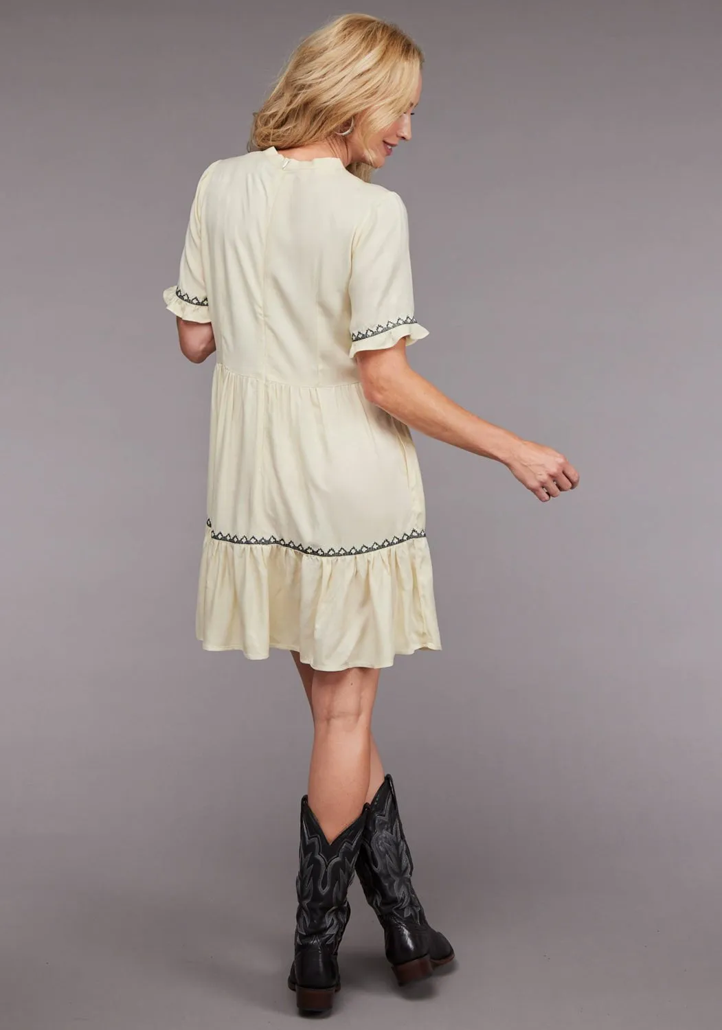 Stetson Womens 2098 Fitted Twill White 100% Rayon S/S Dress Lifestyle Choice Sleek Waist